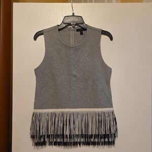 J. Crew Gray Fringe Tank Top